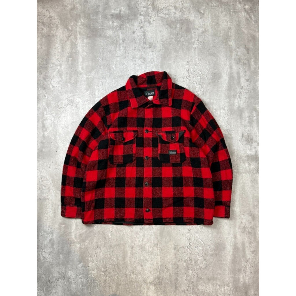 Vintage 80s/90s Codet Buffalo Plaid Heavy Flannel Jacket Size XL