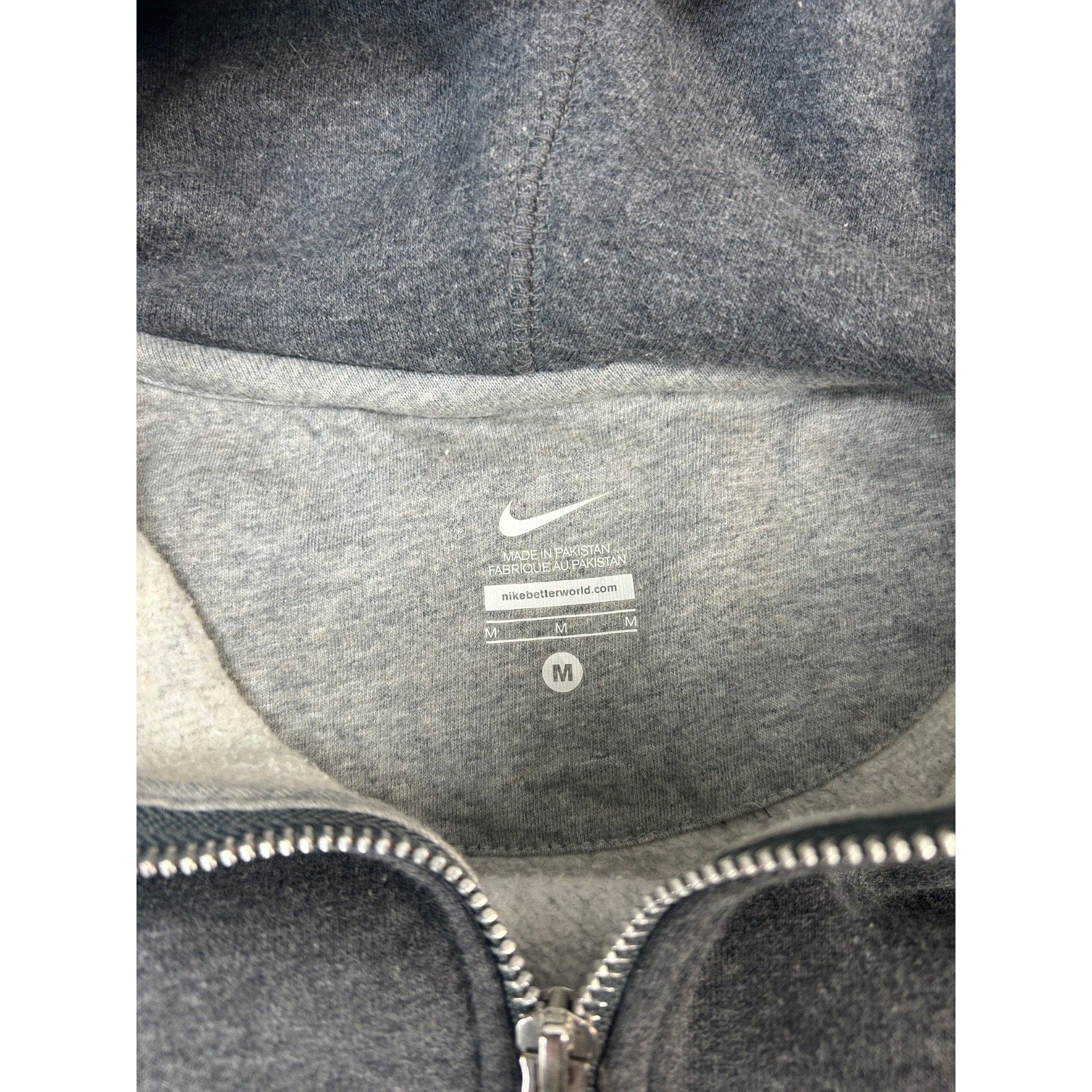 Nike Embroidered Swoosh Full Zip Hooded Gray Sweatshirt Size YOUTH Medium