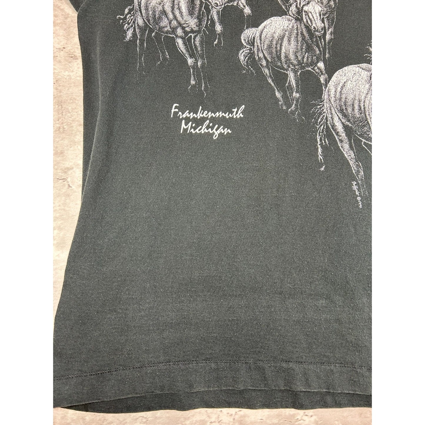 Vintage 1991 Frankenmuth Michigan Horse Equestrian Graphic T-Shirt Size XL