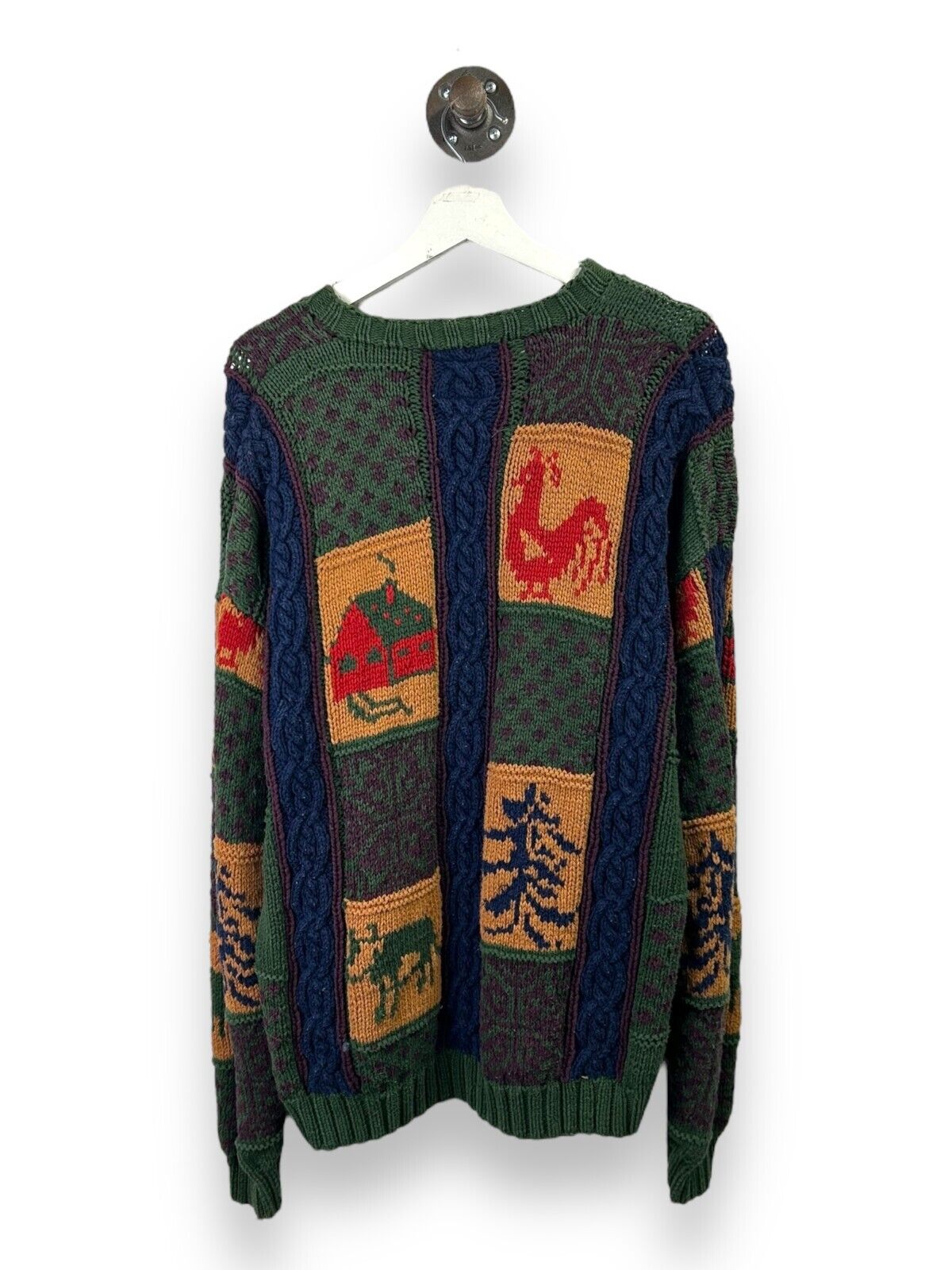 Vintage Tommy Hilfiger Cable Knit Graphic Print Sweater Size XL