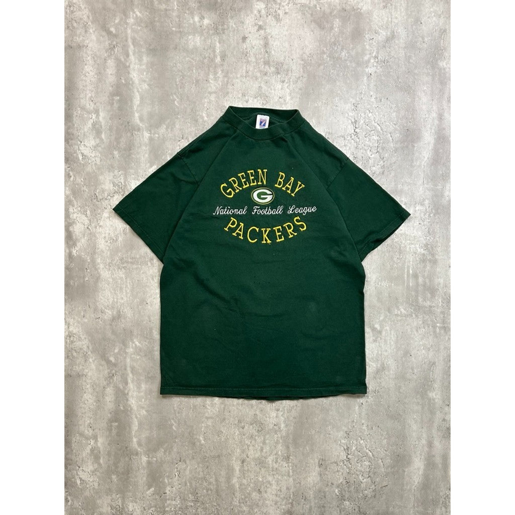 Vintage 90s Green Bay Packers NFL Embroidered Spellout Football T-Shirt Sz Large