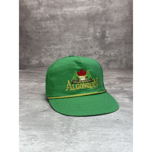 Vintage 90s Algonquin Embroidered Spellout Destination Snapback Hat OSFA Green