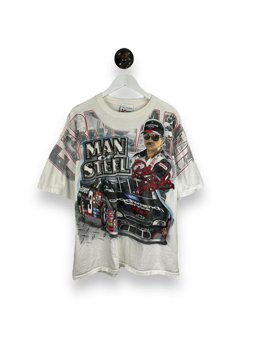 Vintage Dale Earnhardt #3 Man Of Steel Nascar AOP T-Shirt Size XL White