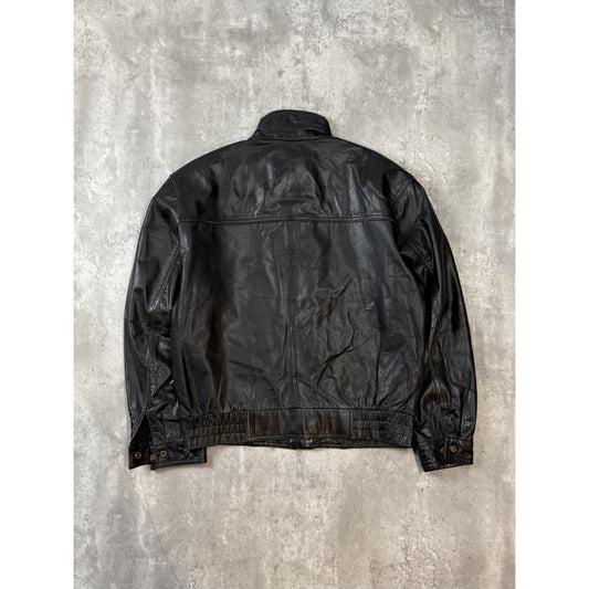 Vintage 90s Danier Full Zip Leather Bomber Jacket Size Small Black