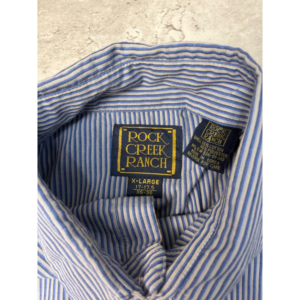Vintage 90s Rock Creek Ranch Pearl Snap Striped Cropped Button Up Shirt Size XL