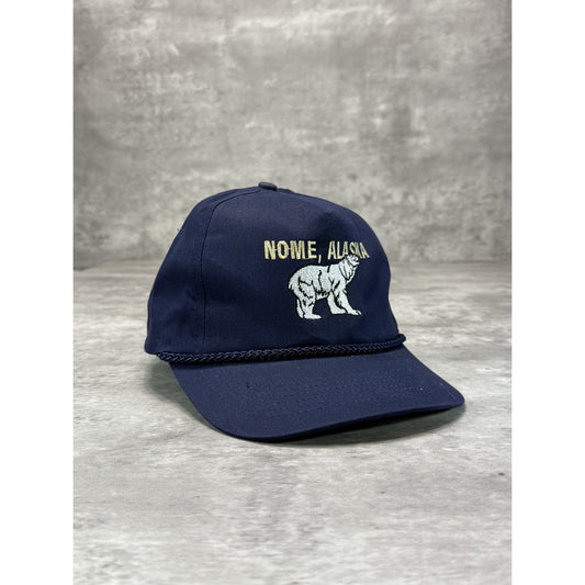 Vintage 90s Nome Alaska Embroidered Polar Bear Destination Snapback Hat OSFA