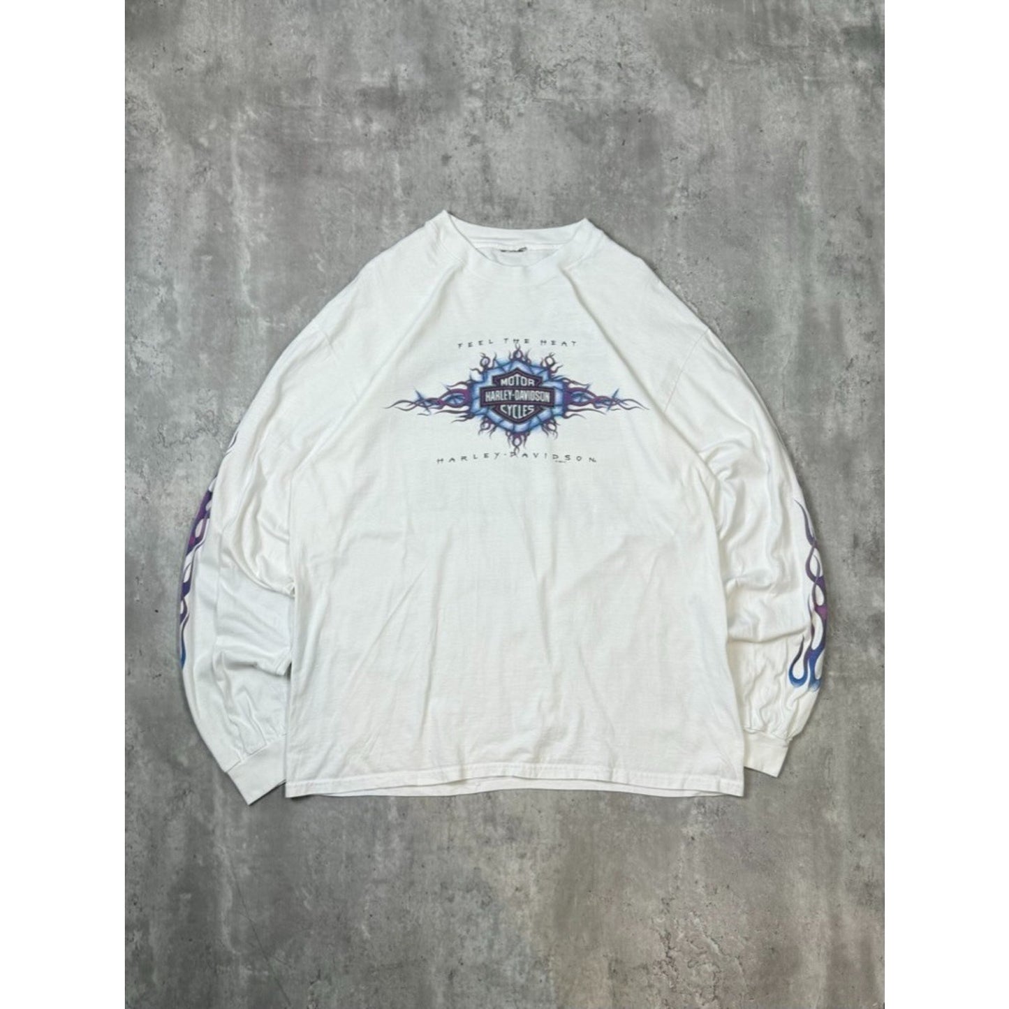 Vintage 1998 Harley Davidson Classic Logo Flame Sleeve T-Shirt Size XL