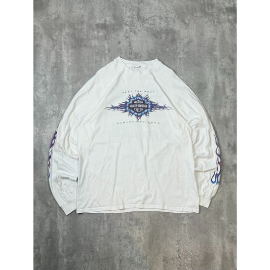 Vintage 1998 Harley Davidson Classic Logo Flame Sleeve T-Shirt Size XL
