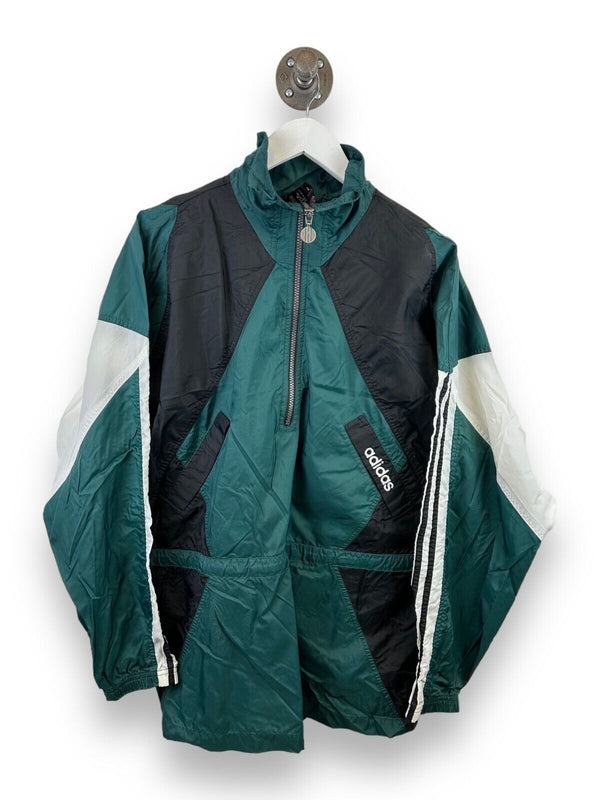 Vtg 90s Adidas Embroidered Spellout Cinched Nylon Windbreaker Jacket Sz Medium