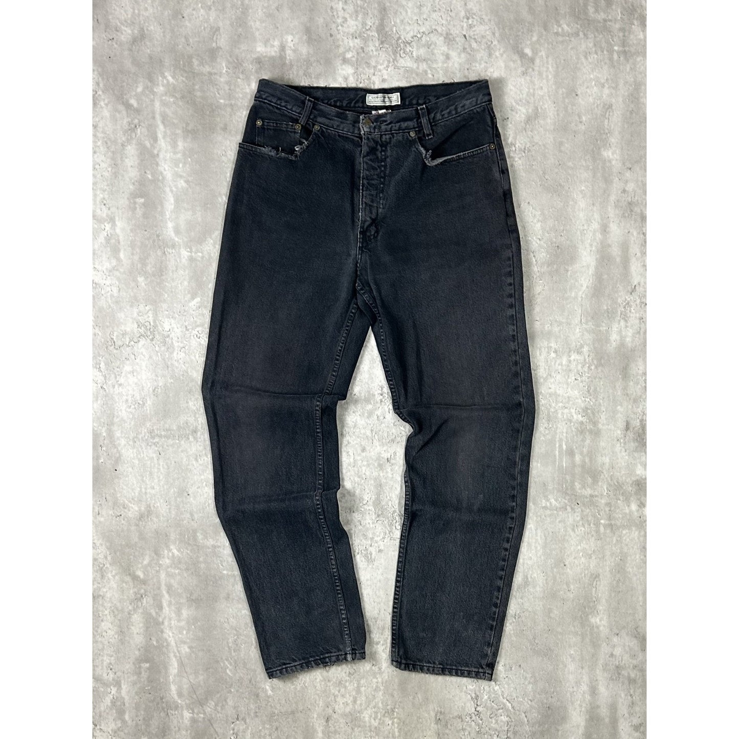 Vintage 90s Guess Jeans Baggy Fit Black Denim Pants Size 33