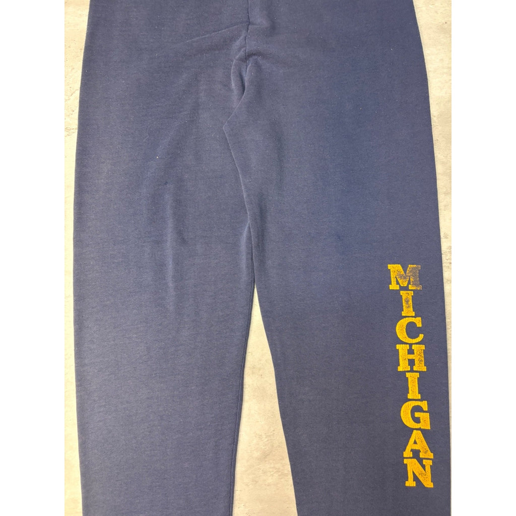 Vintage 80s Michigan Wolverines NCAA Spellout Graphic Sweat Pants Size Large