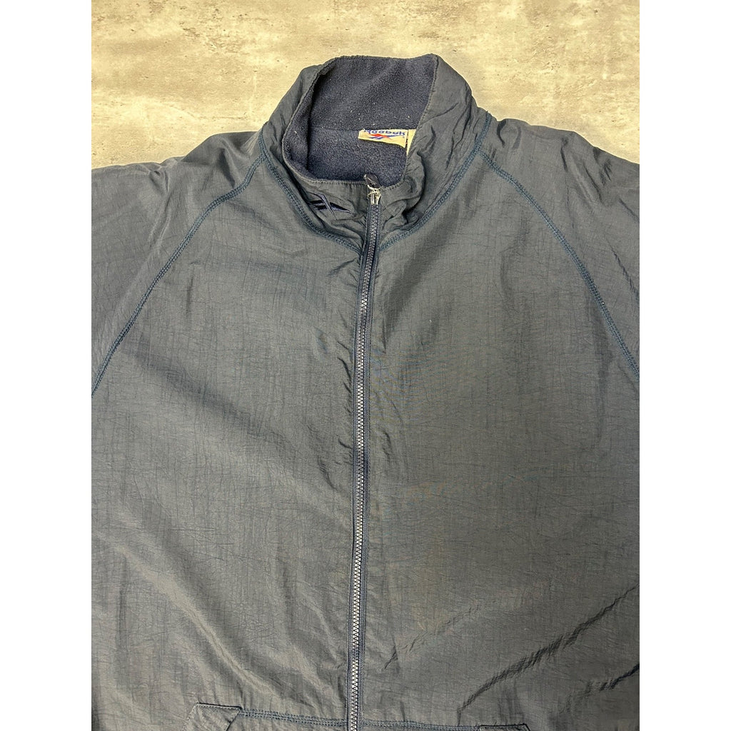 Vintage Reebok Embroidered Spellout Nylon Full Zip Windbreaker Jacket Size XL
