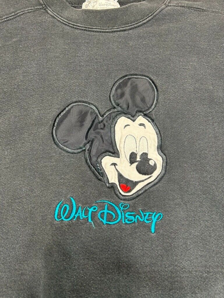 Vintage Disney Mickey Mouse Embroidered Character Spellout Sweatshirt Size Large