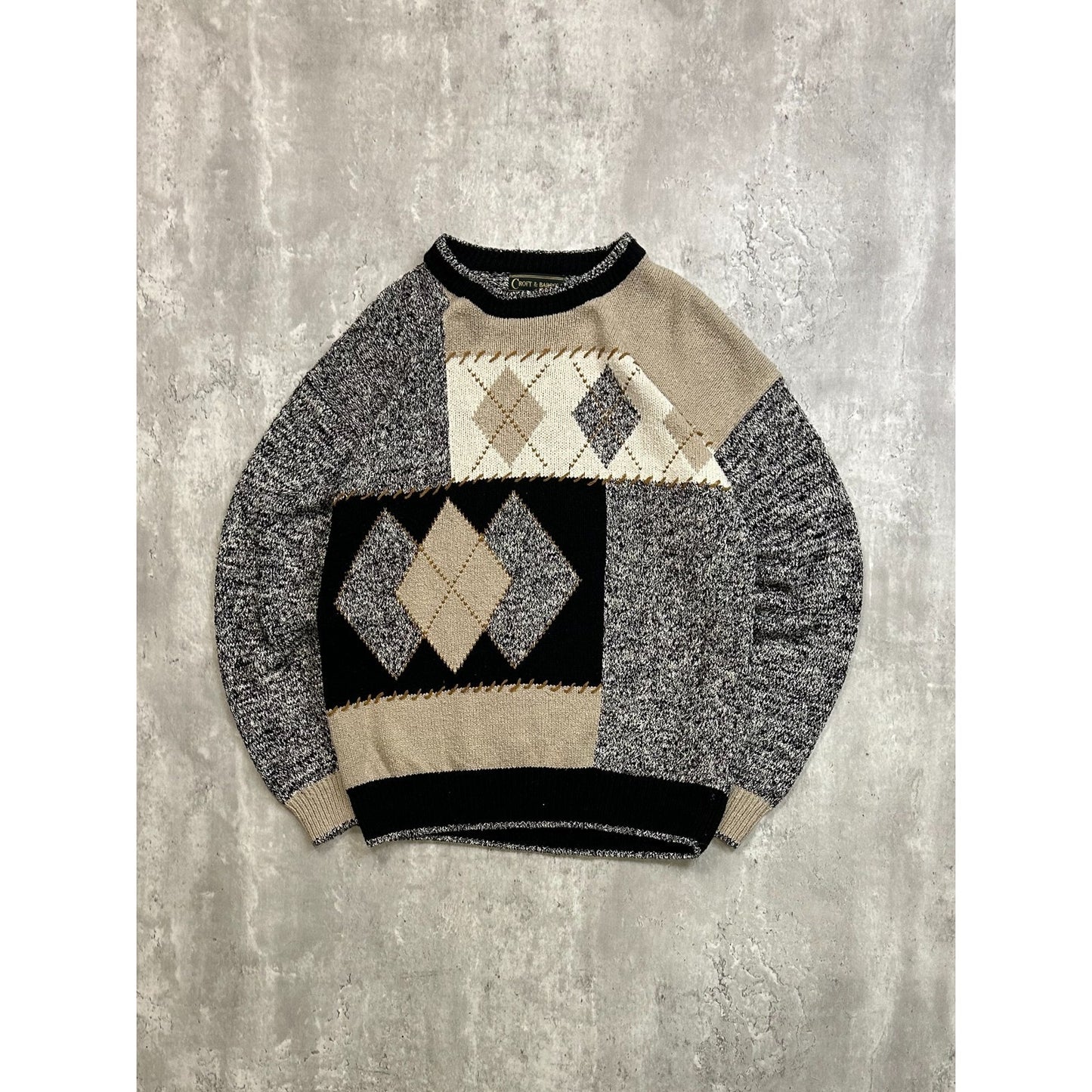 Vintage Croft & Barrow Abstract Print Pullover Knit Sweater Size Medium