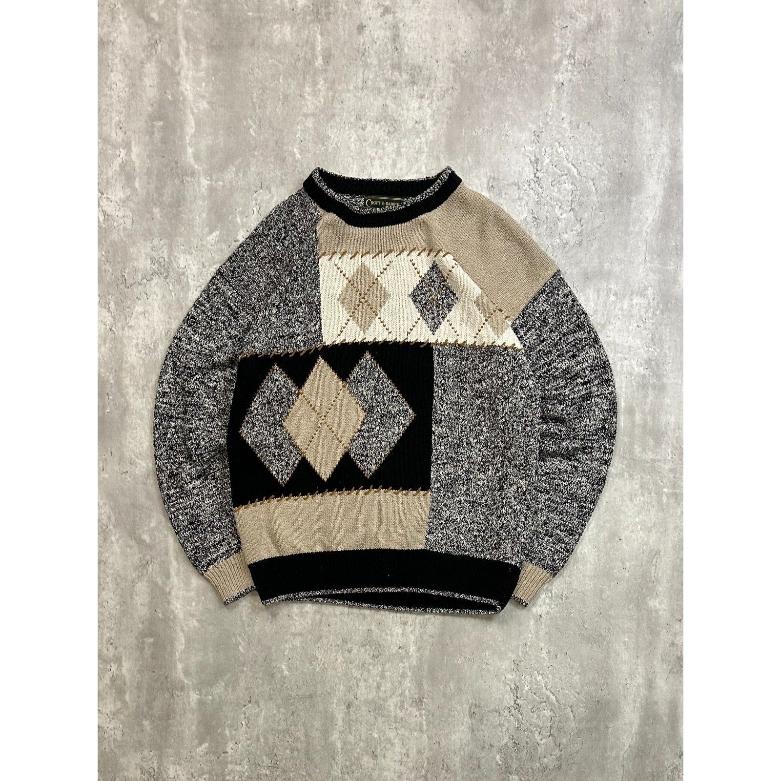 Vintage Croft & Barrow Abstract Print Pullover Knit Sweater Size Medium