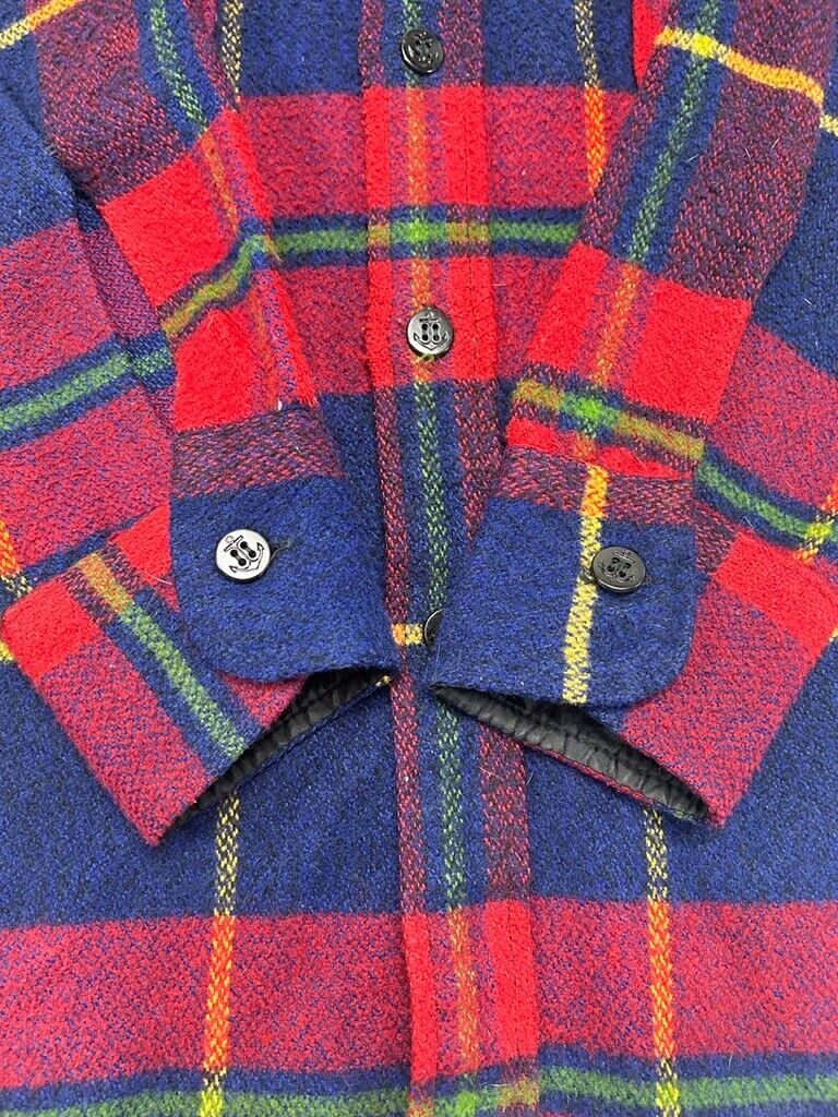 Vintage 80s JCPenny Plaid Double Pocket Long Sleeve Button Up Shirt Size Small