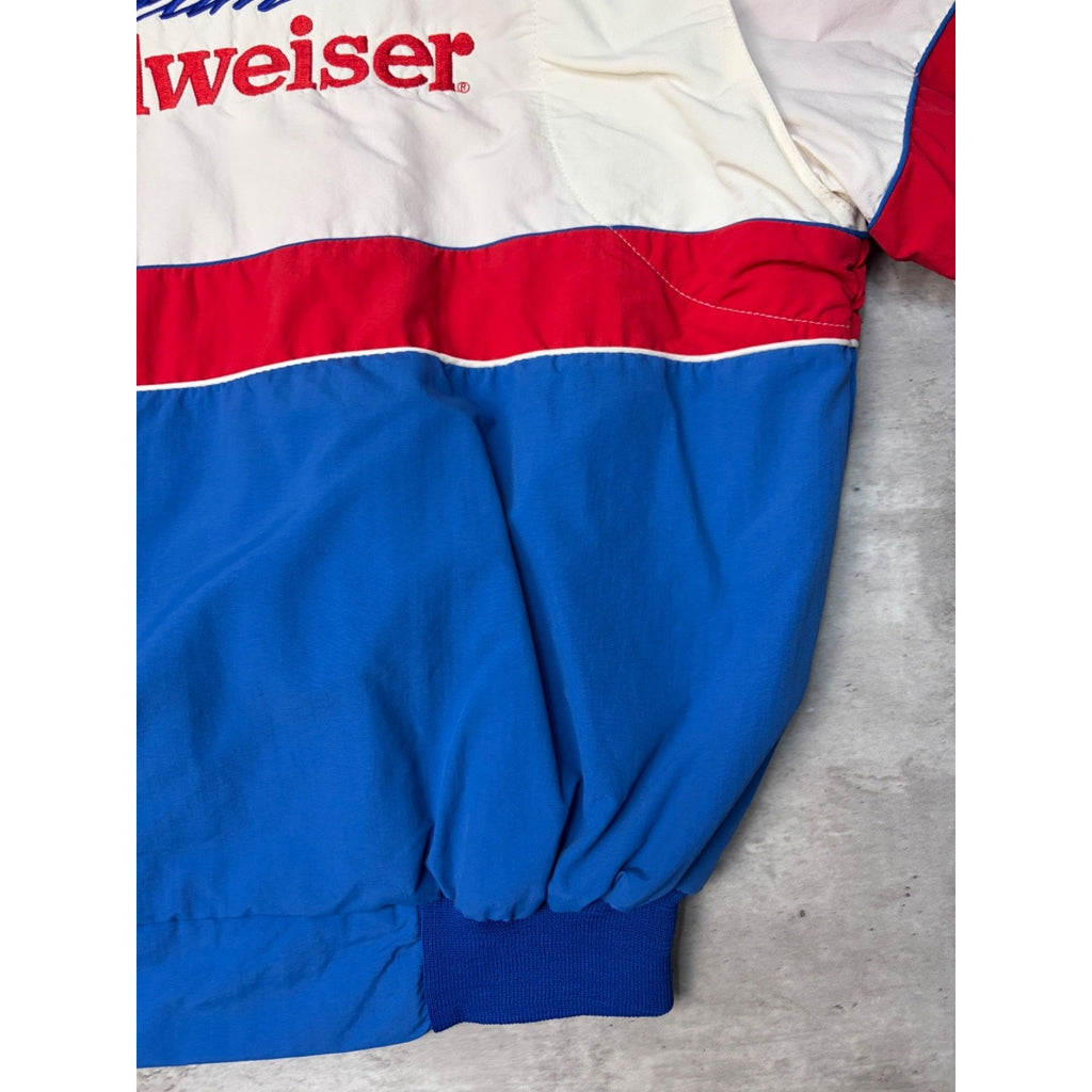 Vintage 90s Team Budweiser Nascar Team Full Zip Bomber Jacket Size XL