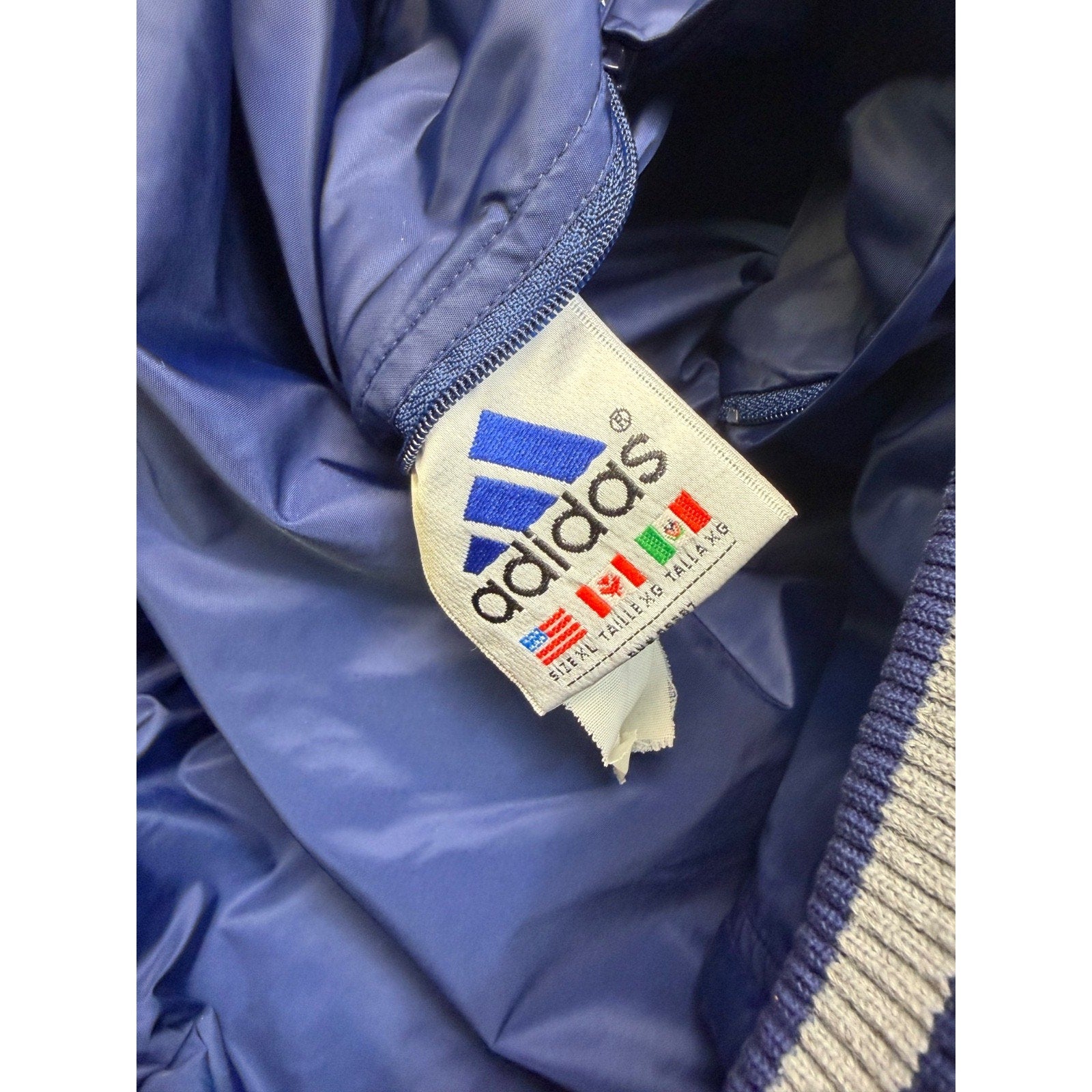 Vintage Adidas Reversible Full Zip Hooded Bomber Jacket Size XL
