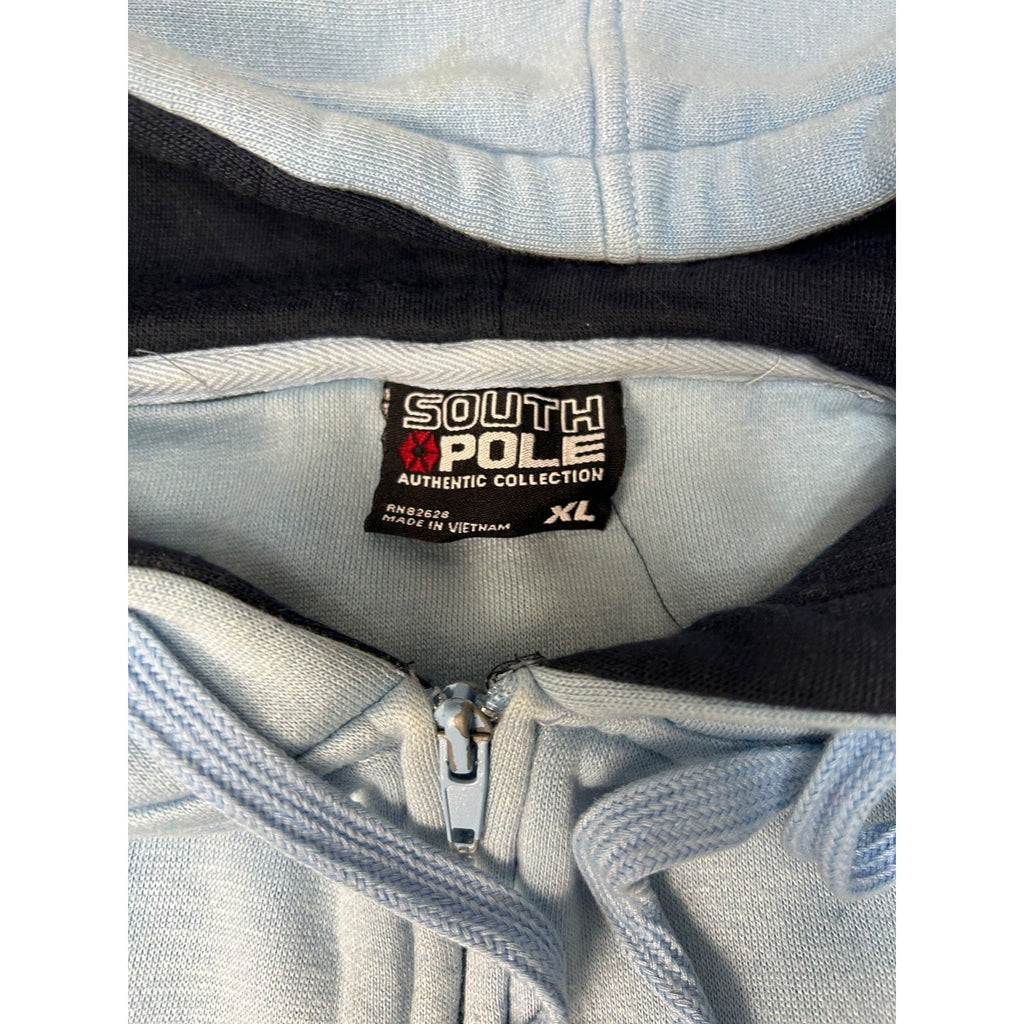 Vintage Y2K South Pole Embroidered Spellout Full Zip Hooded Sweatshirt Size XL
