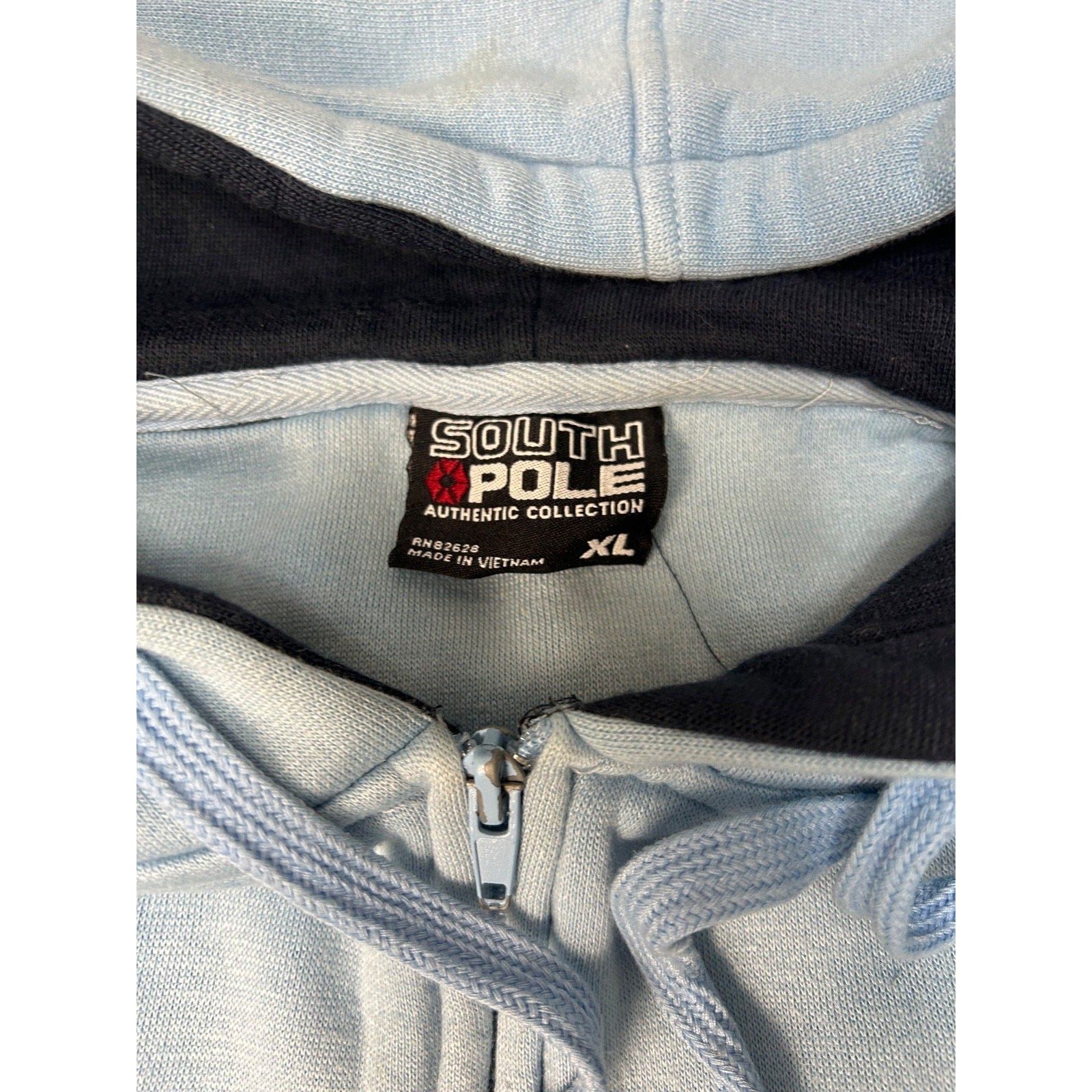 Vintage Y2K South Pole Embroidered Spellout Full Zip Hooded Sweatshirt Size XL