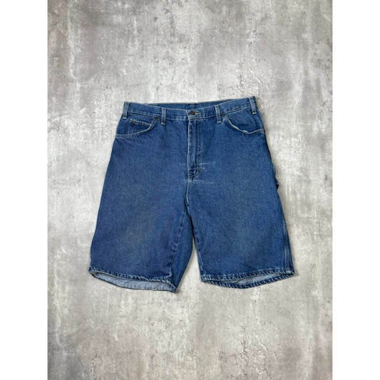 Vintage Dickies Dark Wash Denim Workwear Carpenter Shorts Size 34 Blue