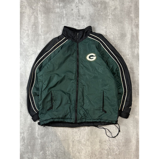 Vintage 90s Green Bay Packers NFL Insulated Full Zip Nylon Jacket Size Medium