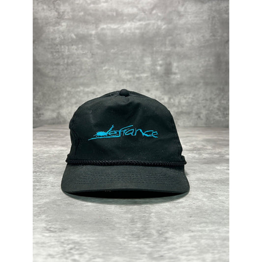 Vintage Defrance Embroidered Spellout Snapback Hat OSFA Black/Blue