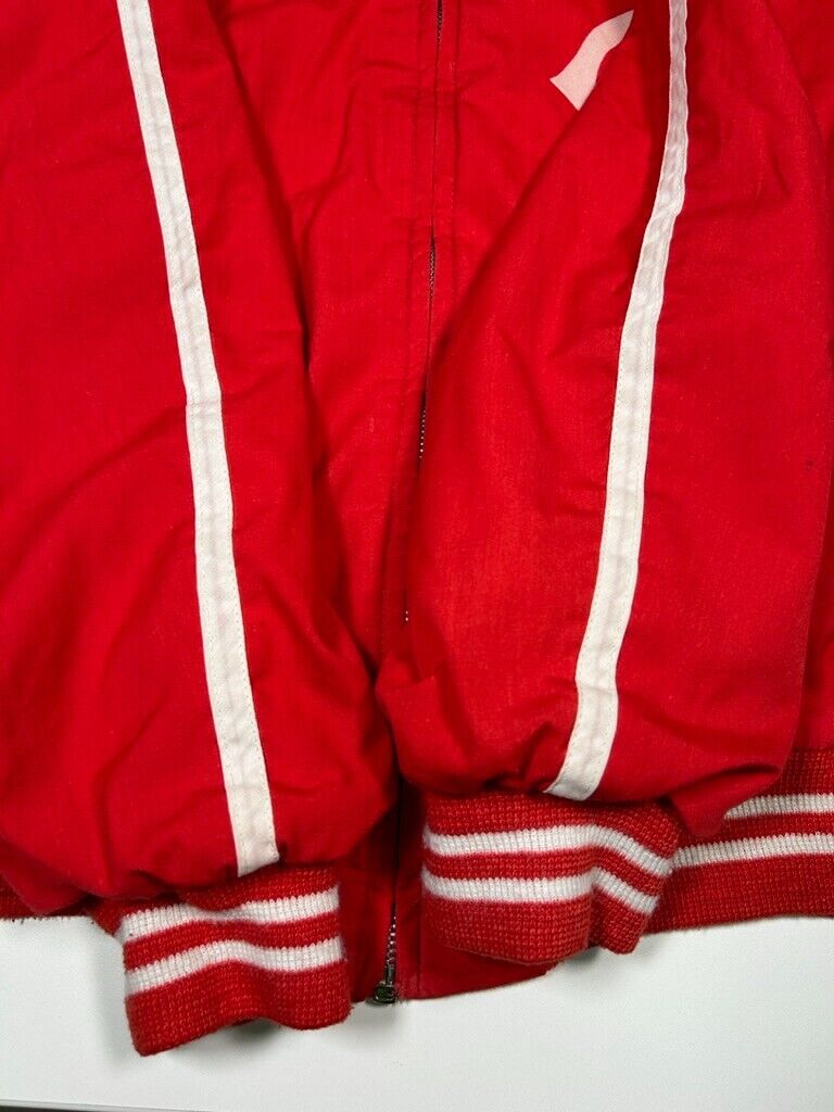 Vintage 70s/80s Cincinnati Reds MLB Arc Spell Out Pyramid Bomber Jacket Sz Large