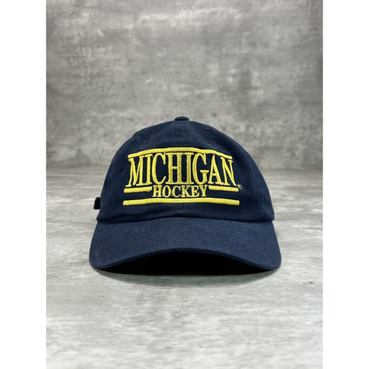 Vintage Michigan Wolverines Hockey NCAA Embroidered Spellout Snapback Hat OSFA