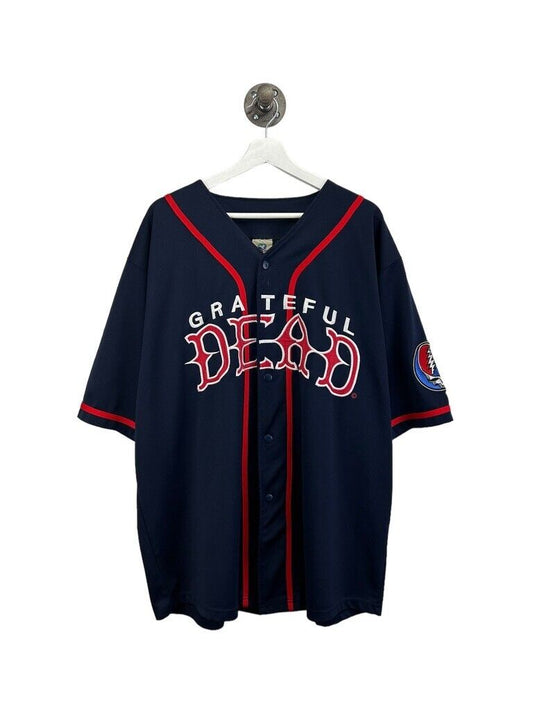 Vintage Y2K Grateful Dead Stitched Music Band Baseball Jersey Size 2XL Blue