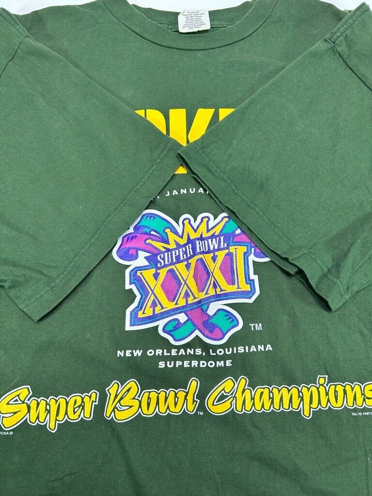 Vintage 1997 Green Bay Packers NFL Super Bowl XXXI Super Bowl T-Shirt Size 2XL