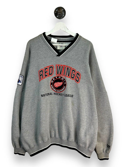 Vintage Detroit Red Wings NHL Embroidered Logo Hockey Sweatshirt Size 2XL