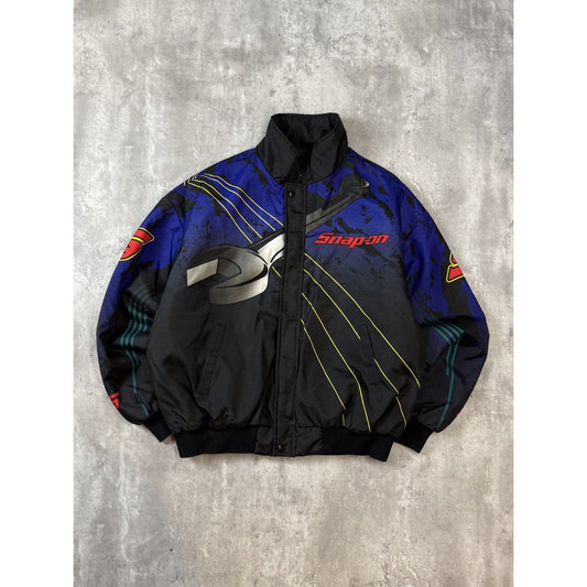 Vintage 90s Snap On Racing All Over Print Full Zip Nylon Jacket Size XL