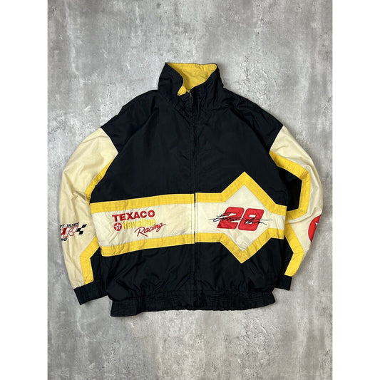 Vintage 90s Ernie Irvan #28 Nascar Texaco Embroidered Full Zip Jacket Size Large