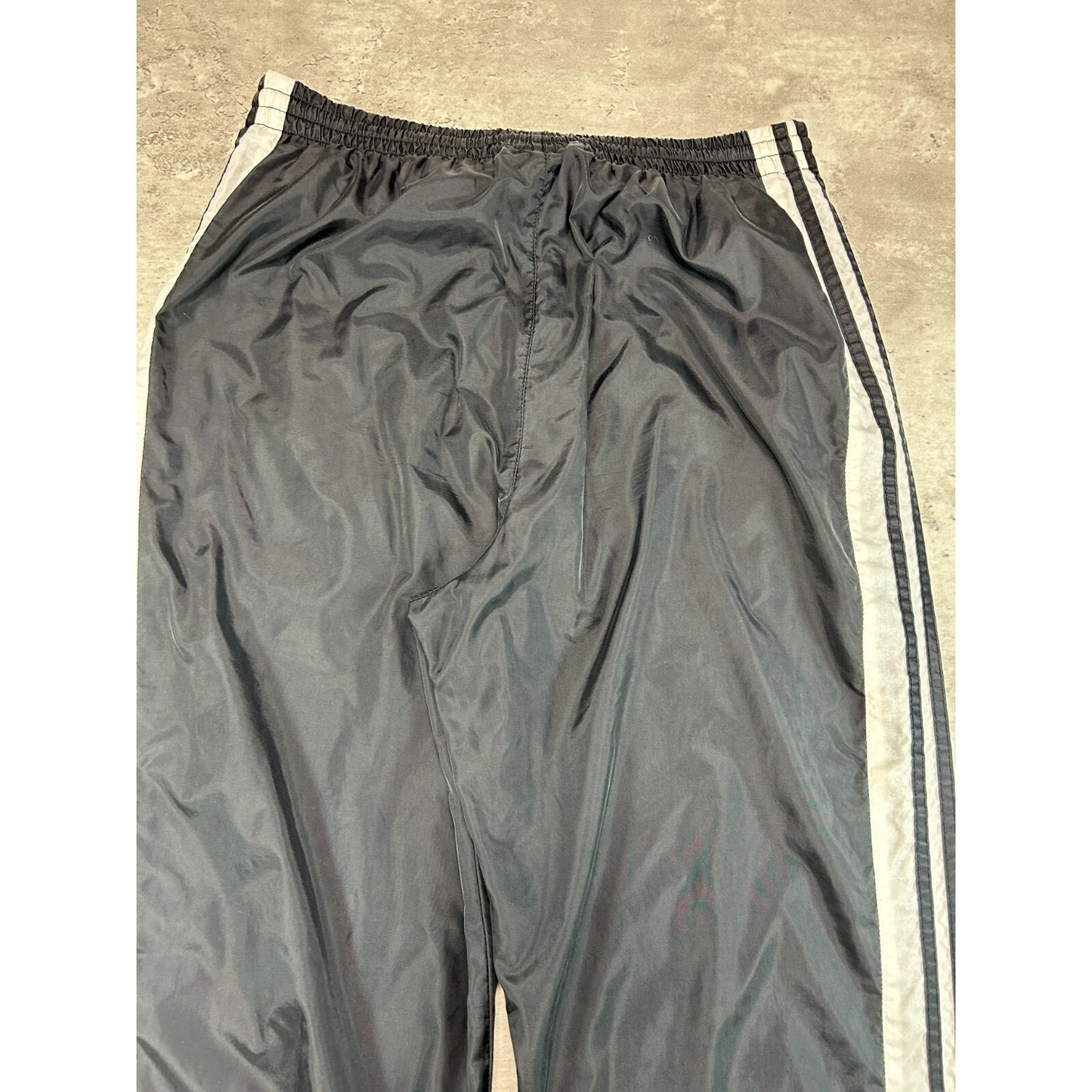Vintage 90s Adidas Embroidered Three Stripes Nylon Track Pants Size Medium Black