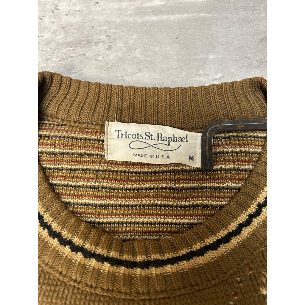 Vintage 90s Tricots St Raphael Abstract Graphic Pullover Knit Sweater Sz Medium