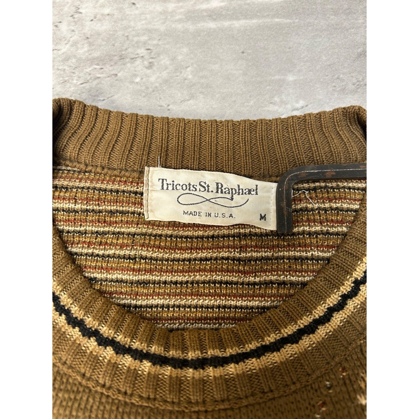 Vintage 90s Tricots St Raphael Abstract Graphic Pullover Knit Sweater Sz Medium