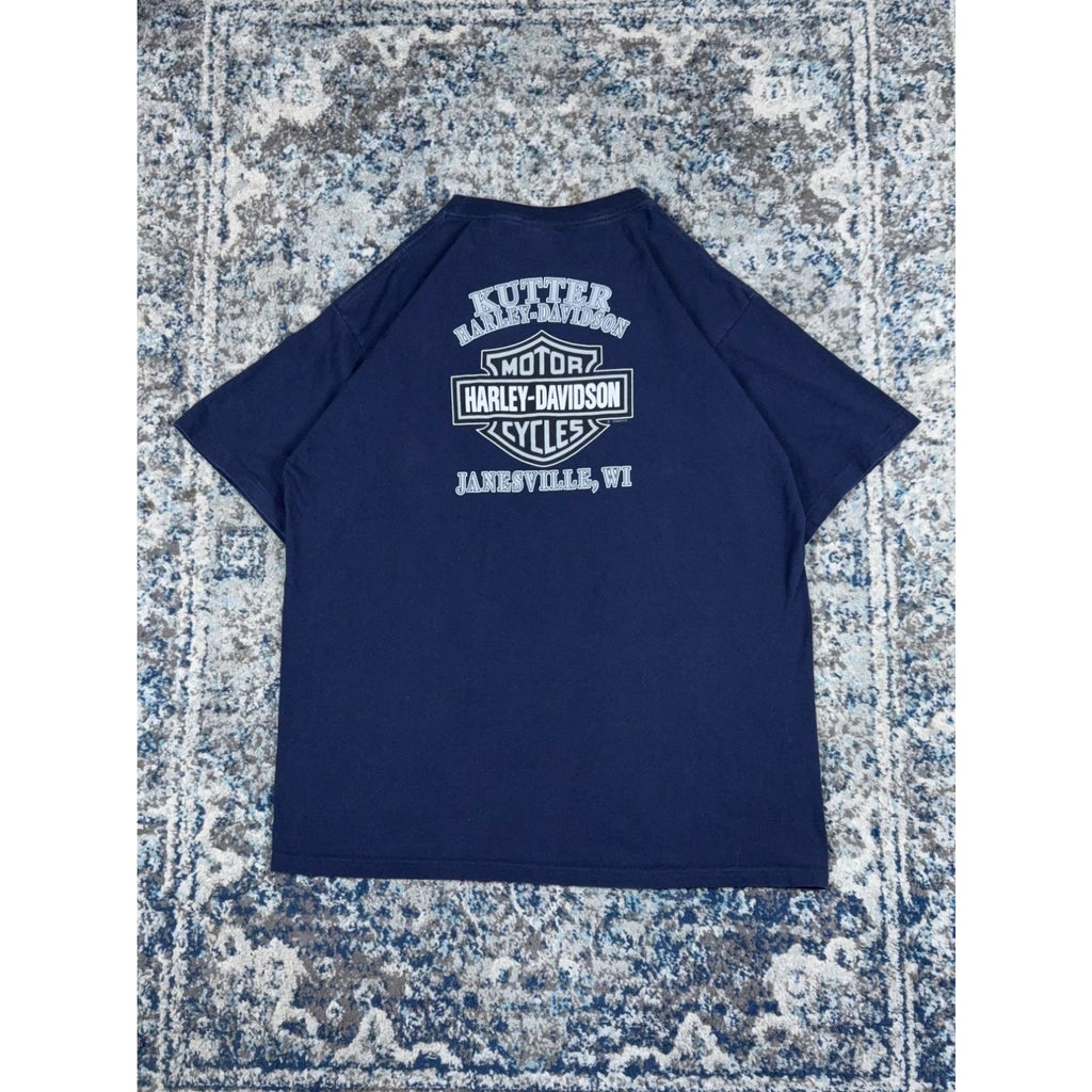 Vintage Harley Davidson Flame Spellout Graphic T-Shirt Size 2XL