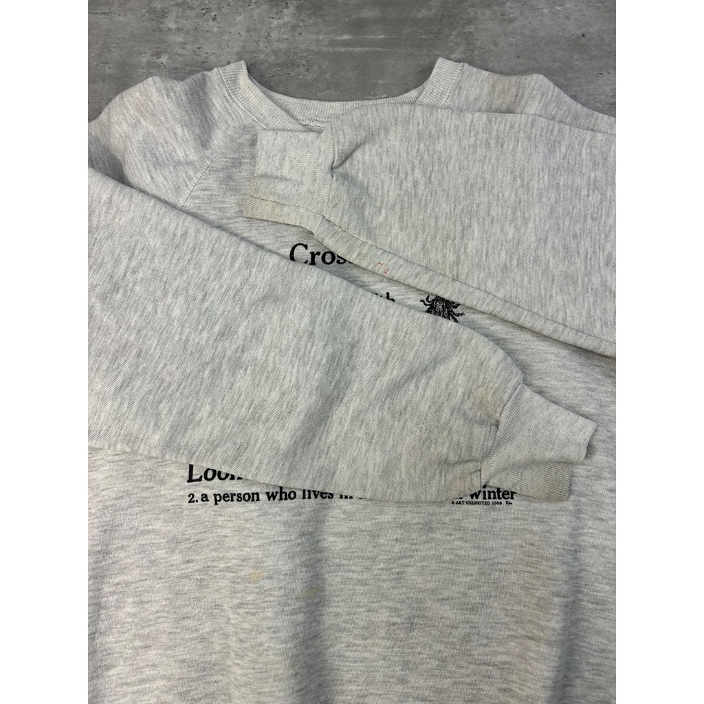 Vintage 1988 Loonatick Animal Comedy Slogan Graphic Sweatshirt Size Large