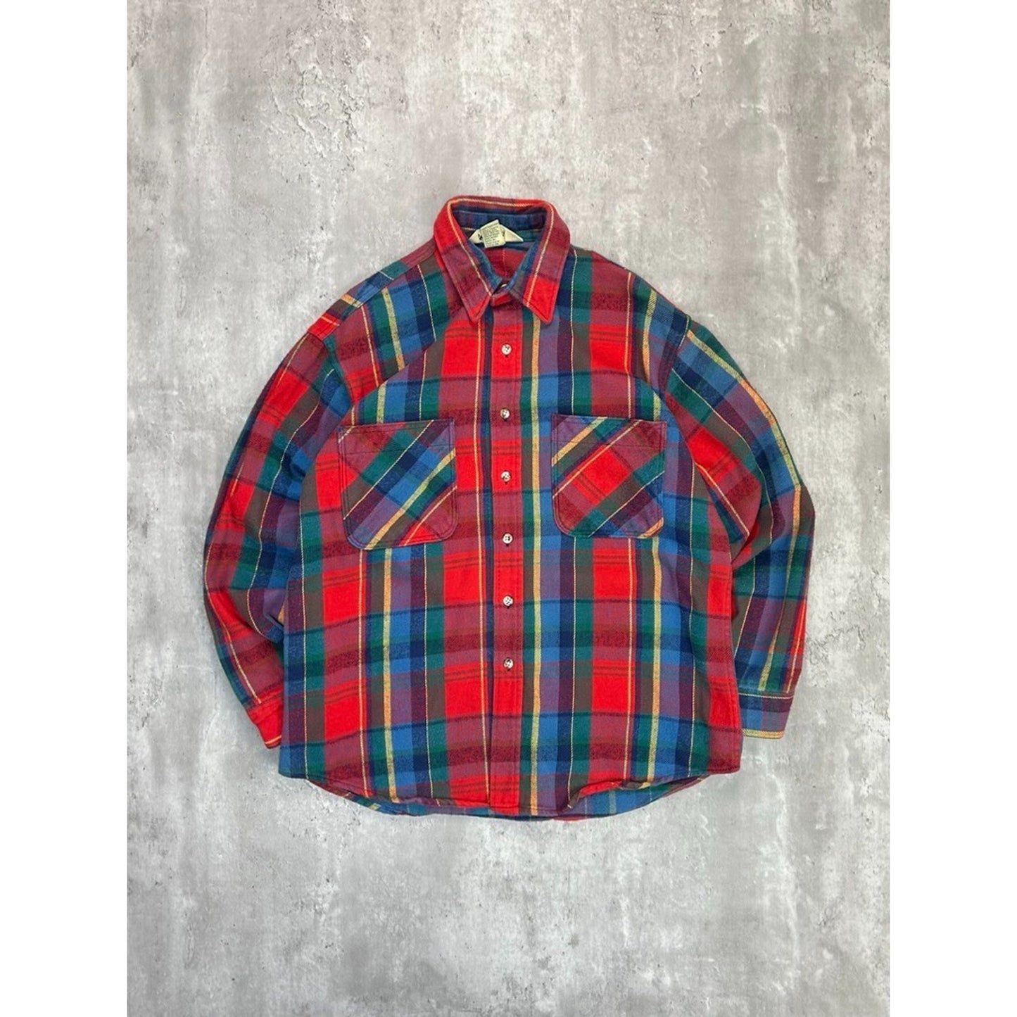VTG 90s St Johns Bay Plaid Double Pocket Long Sleeve Button Up Shirt Sz Large