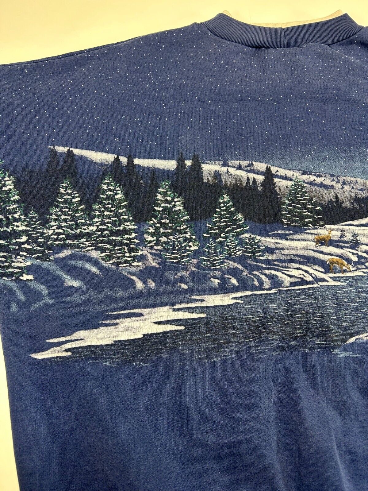 Vintage 90s Pocono Mountains Winter Landscape AOP Sweatshirt Size Large