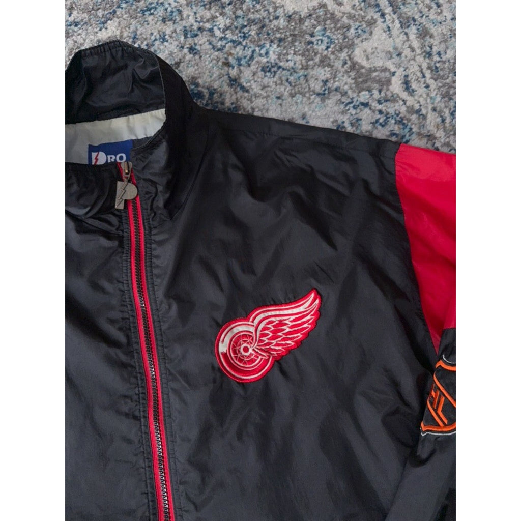 Vintage 90s Detroit Red Wings NHL Embroidered Logo Windbreaker Jacket Size Large