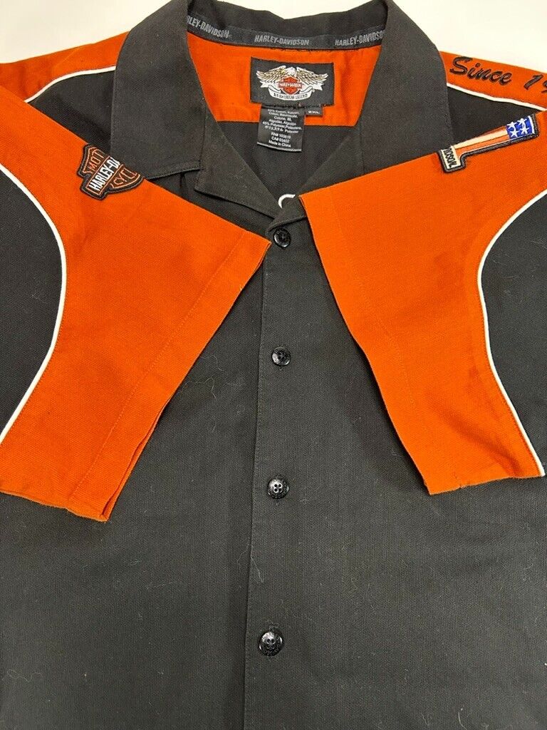 Harley Davidson Short Sleeve Double Pocket Mechanic Button Up Shirt Size 2XL