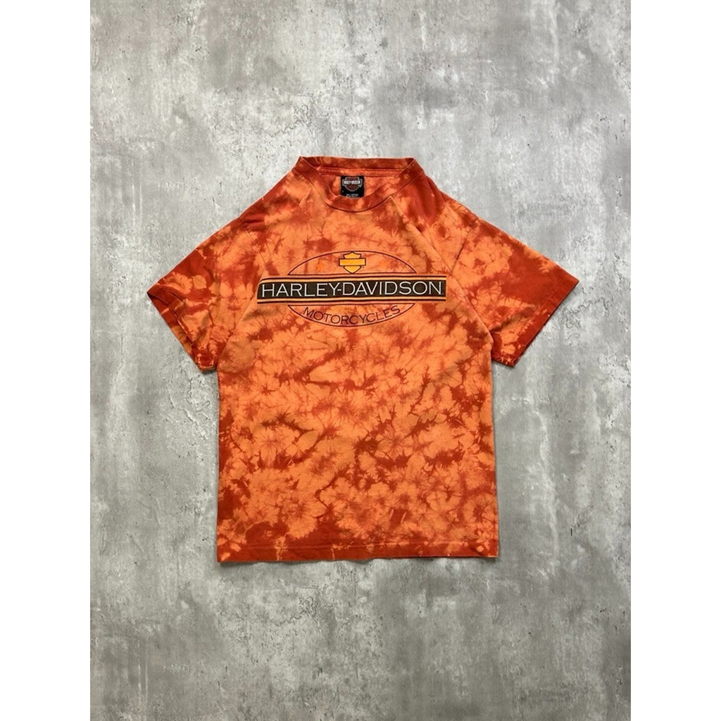 Vintage Harley Davidson Spellpout Graphic Tye-Dye T-Shirt Size Small