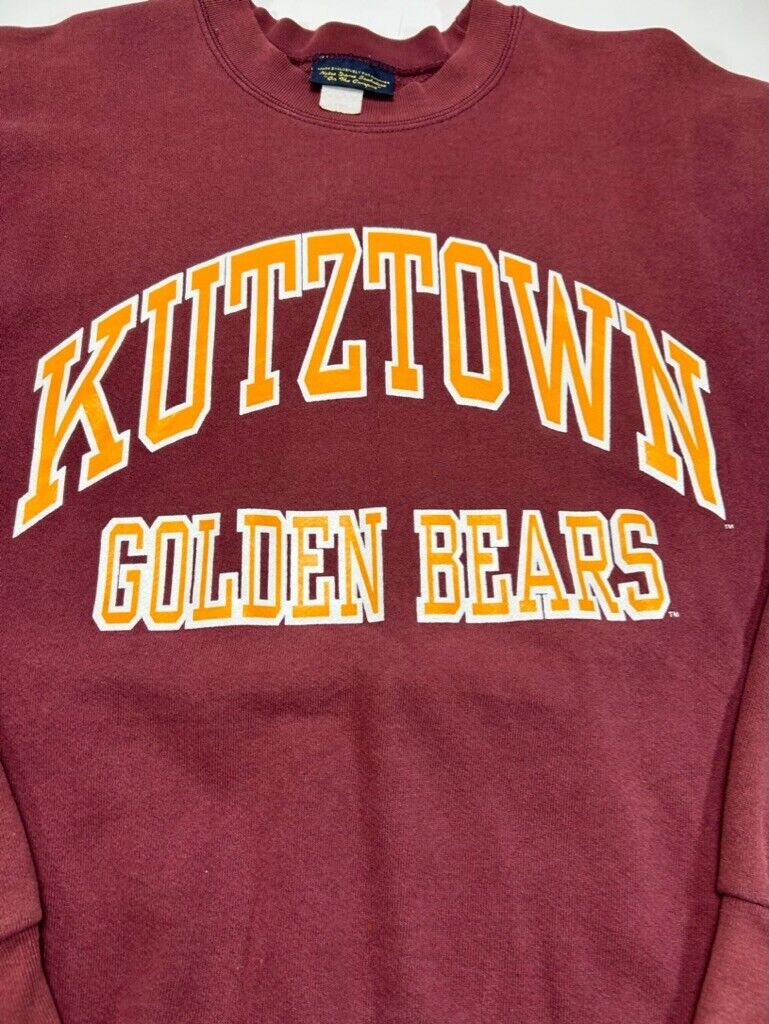 Vintage 90s Kutztown Golden Bears Collegiate Arc Spellout Sweatshirt Size XL