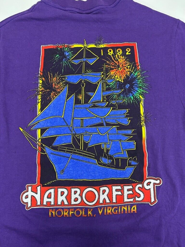 Vintage 1992 Harbour fest Virginia Destination Pocket T-Shirt Size Small