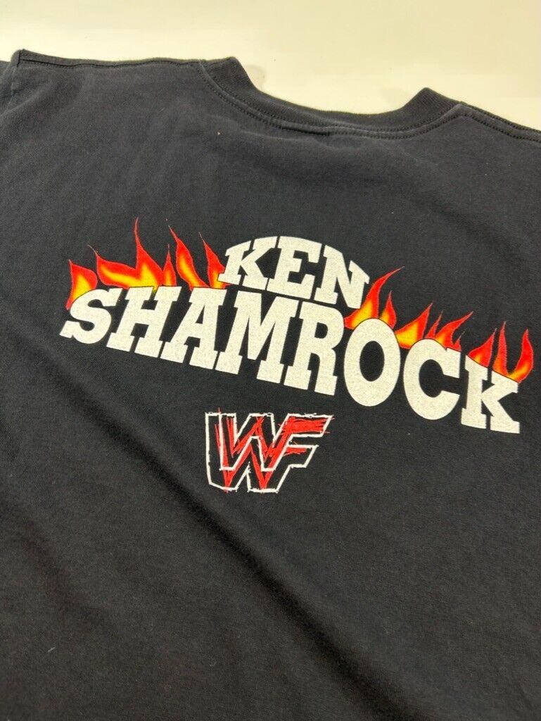 Vintage 1998 WWF Ken Shamrock Big Face Graphic Wrestling T-Shirt Size XL 90s