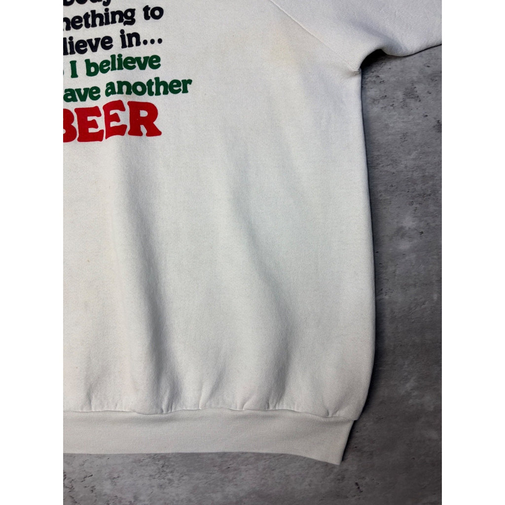 Vintage 80s/90s I Believe Ill Have Another Beer Comedy Slogan Sweatshirt Size XL