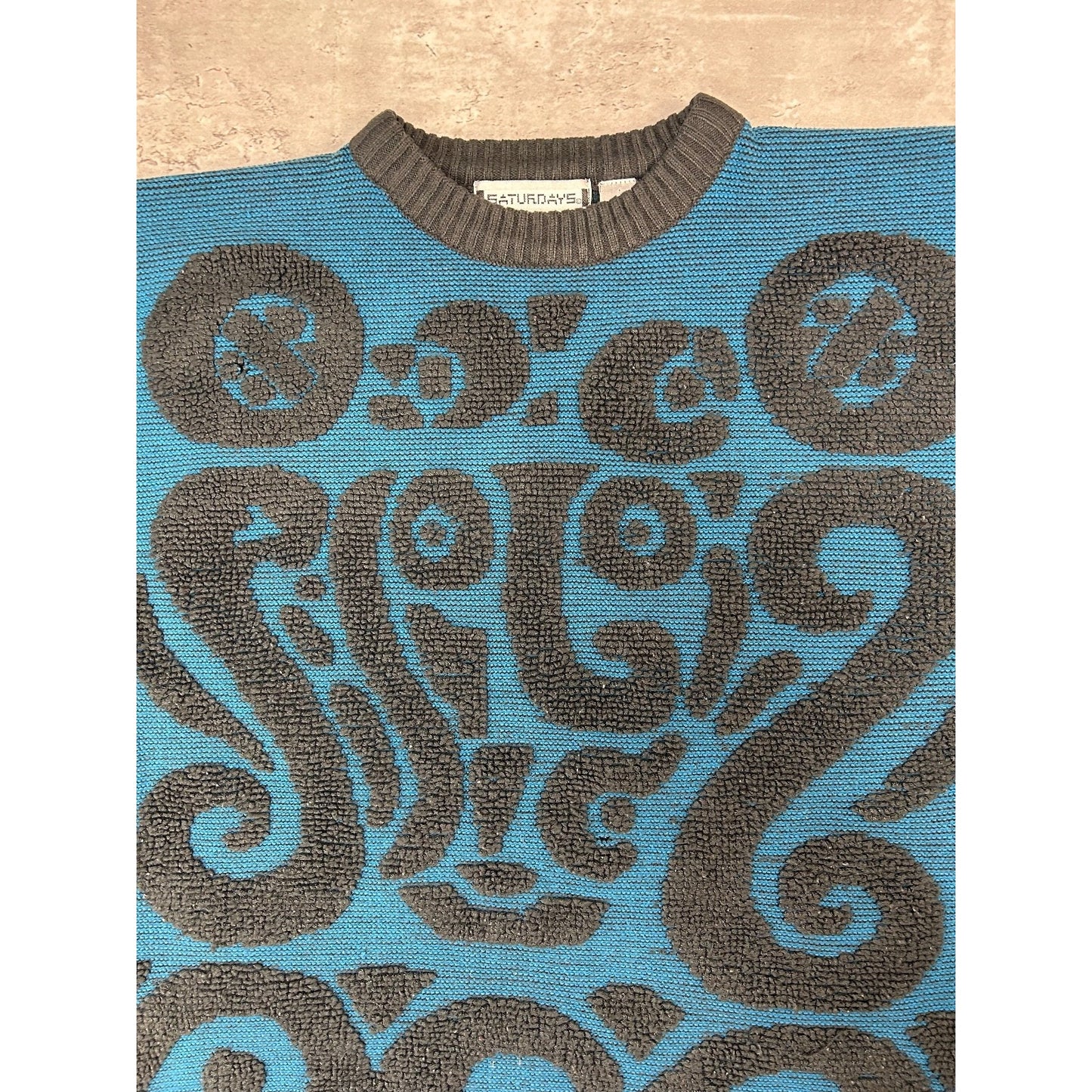 Vintage 90s Saturdays Abstract 3D Print Knit Sweater Size Large