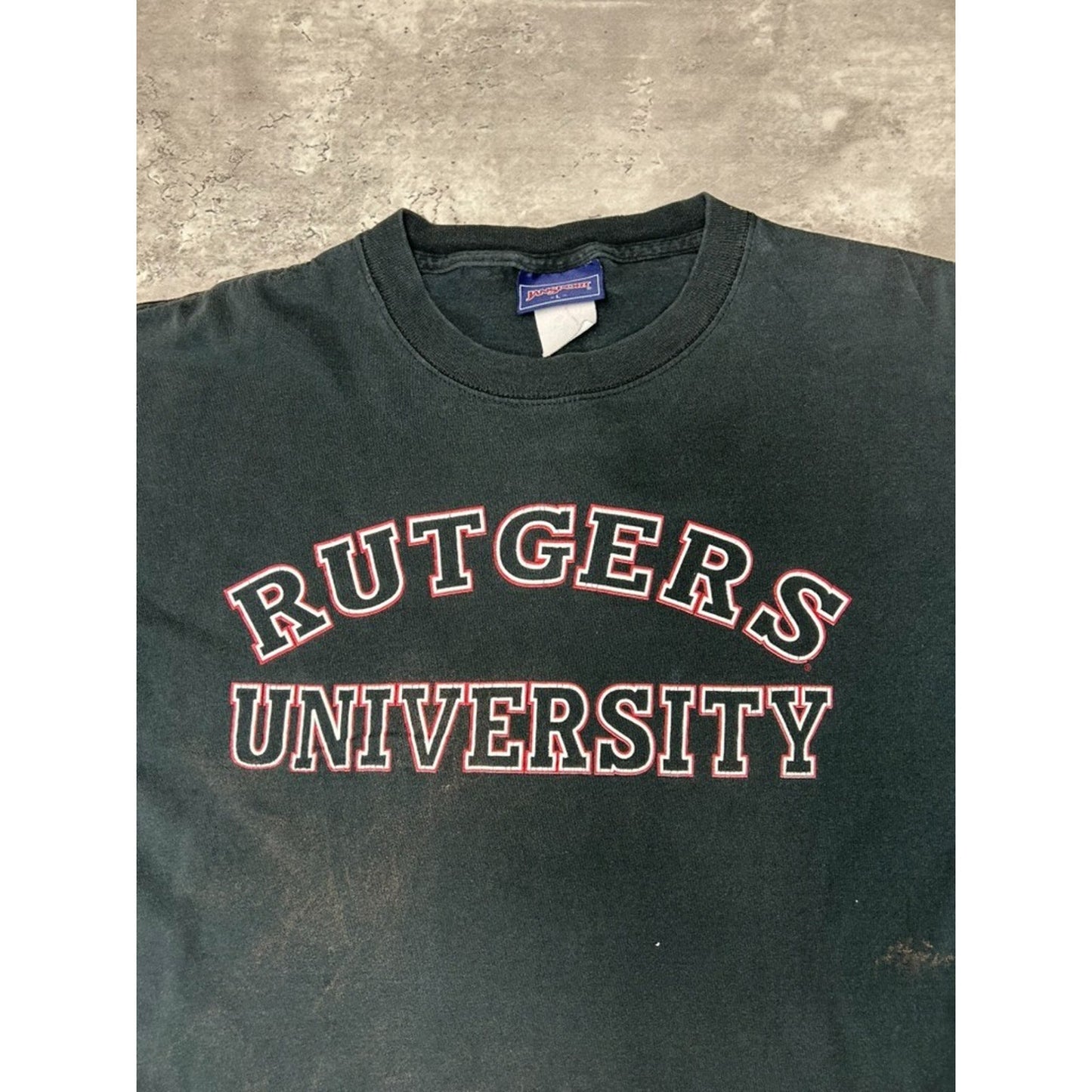Vintage Rutgers University NCAA Spellout Graphic Collegiate T-Shirt Size Large